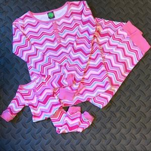 Dollie & Me Pink Chevron Pajamas - Size 8